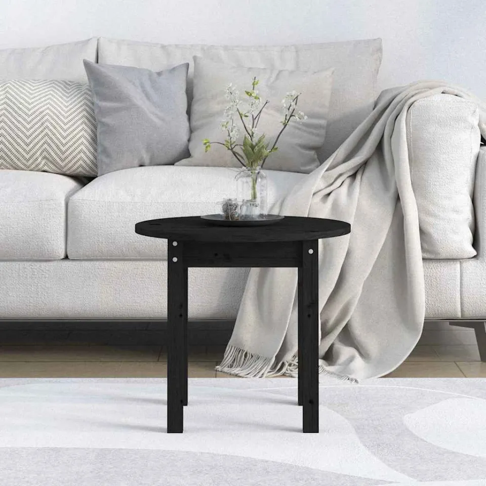 vidaXL Salontafel Ø 45x40 cm massief grenenhout zwart, foto 4