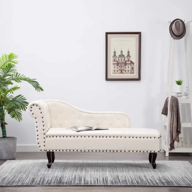 vidaXL Chaise longue kunstleer crèmewit, foto 2