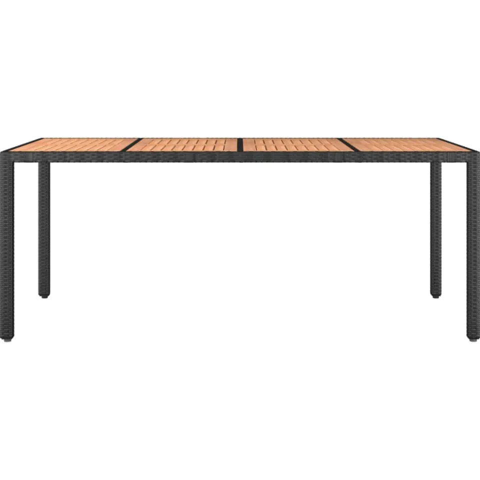 vidaXL Tuintafel met houten blad poly ratten en acaciahout zwart