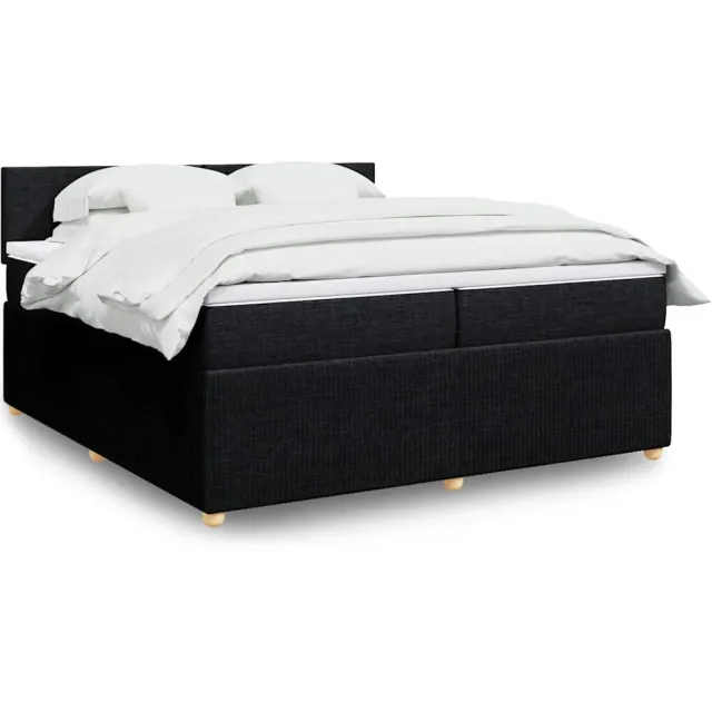 vidaXL Boxspring met matras stof zwart 200x200 cm