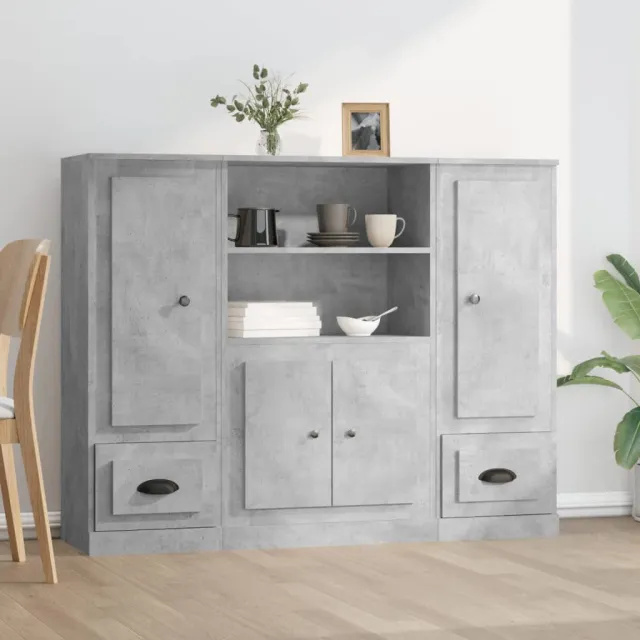 vidaXL Hoge kasten 3 st bewerkt hout betongrijs grijs, foto 2