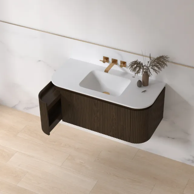 Sanilux Badmeubelset Sanilux Eleganza 100 cm Keramiek Zonder Kraangat Dark Walnut