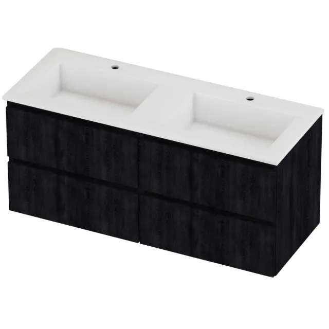 Proline Aristo Badmeubelset Polystone Elegant 4 Laden 120x46x54 cm Glans Wit Charcoal Oak Eiken