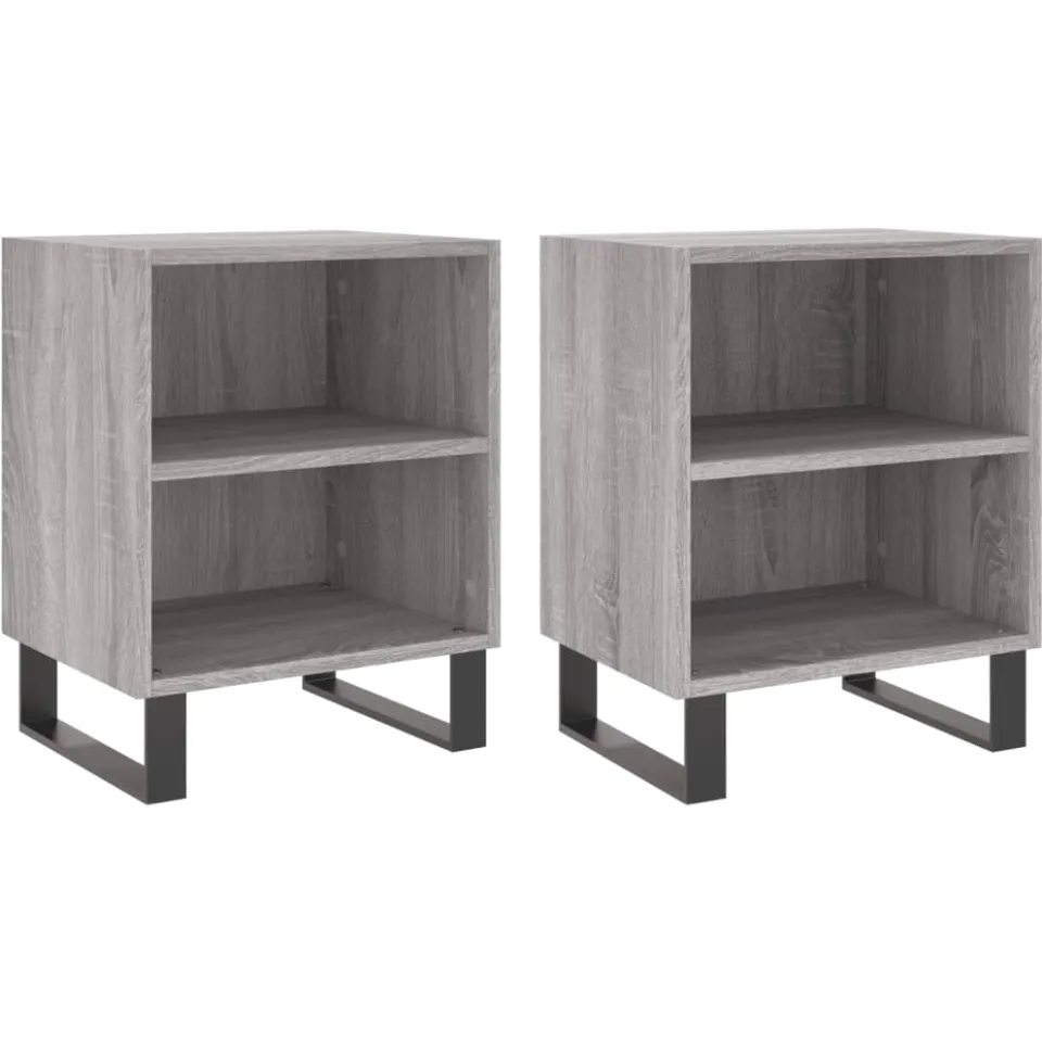 vidaXL Nachtkastjes 2 st 40x30x50 cm bewerkt hout grijs sonoma eiken, foto 3