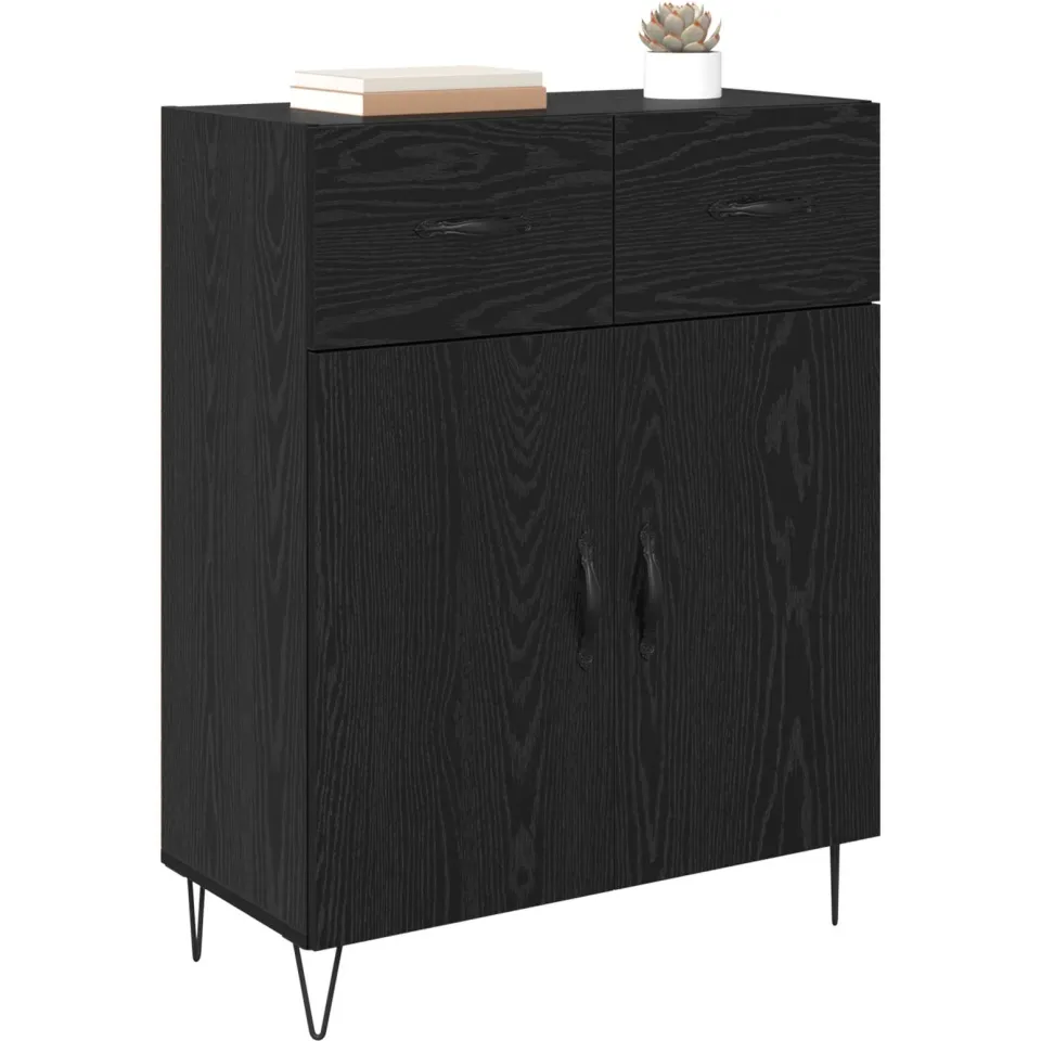 vidaXL Dressoir Zwart Eiken 69,5 x 34 x 90 cm Bewerkt hout