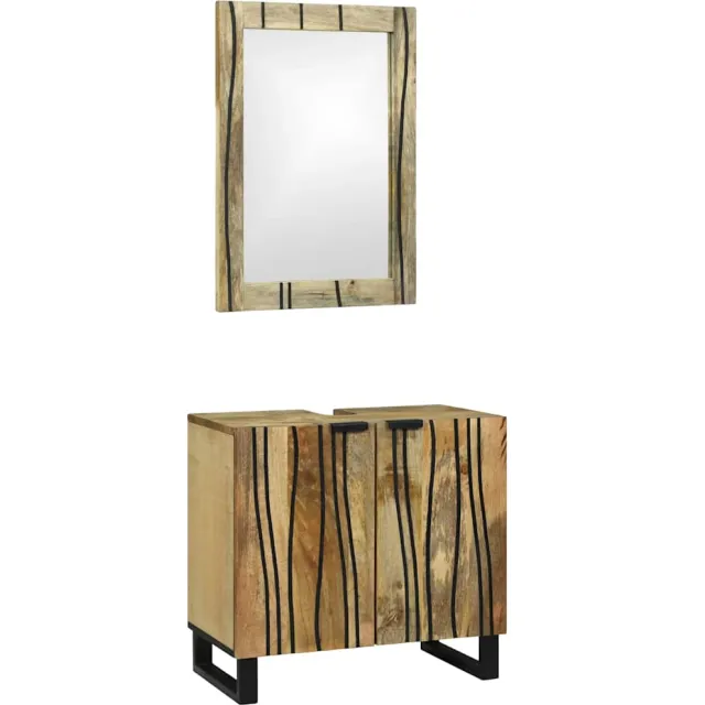 vidaXL Badkamerkastenset 2 st Naturel Massief Mango Hout
