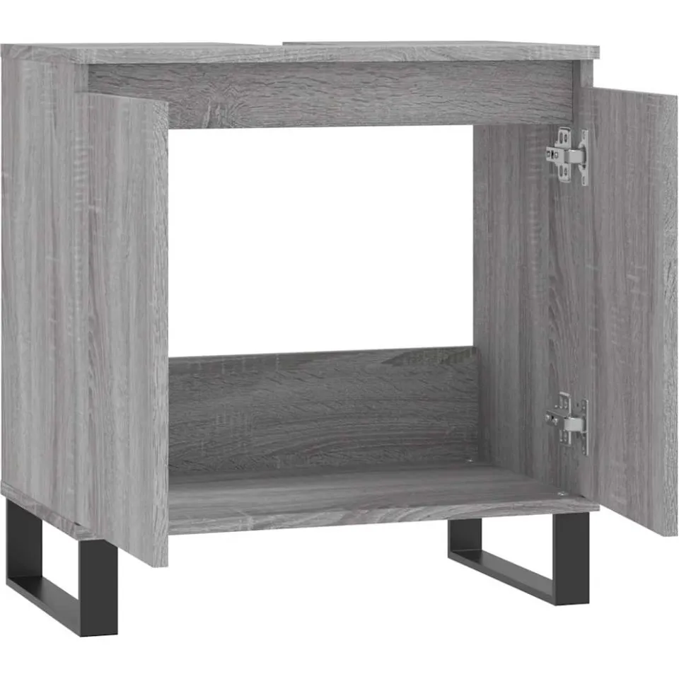 vidaXL Badkamerkast 58x33x60 cm bewerkt hout grijs sonoma eikenkleurig, foto 4