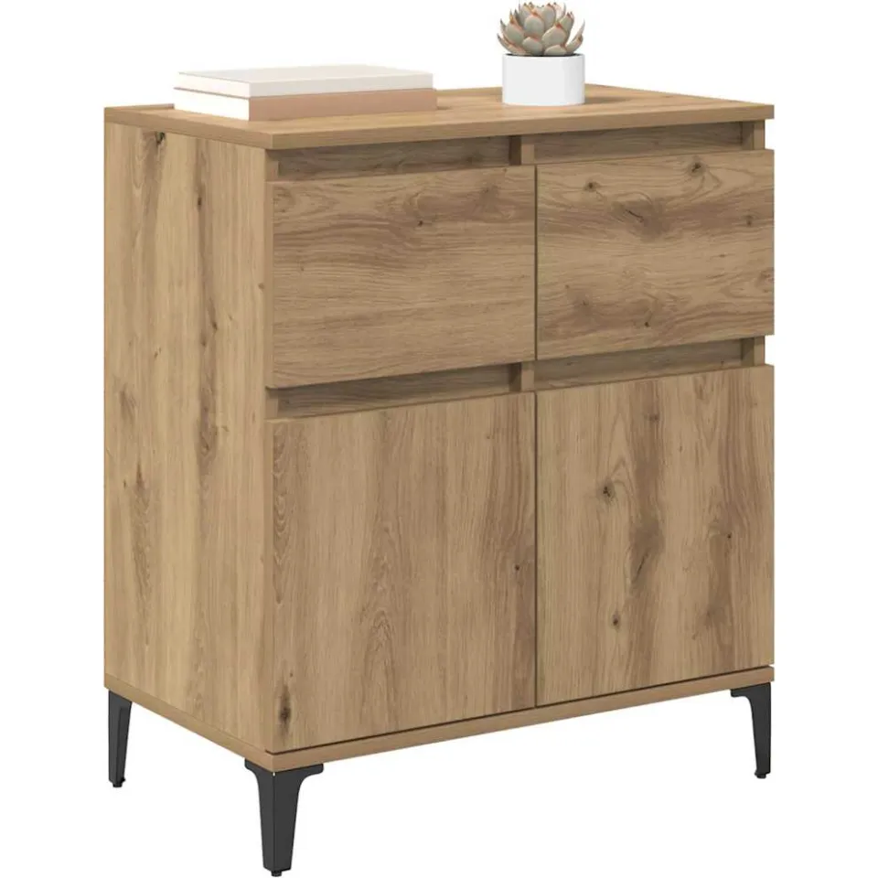 vidaXL Dressoir Artisan Eiken 60 x 35 x 70 cm Gemonteerd hout en ijzer Bruin