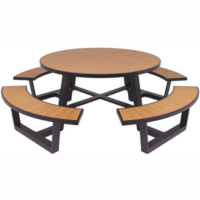 MaximaVida ronde aluminium picknicktafel Bermuda Ø 250 cm zwart