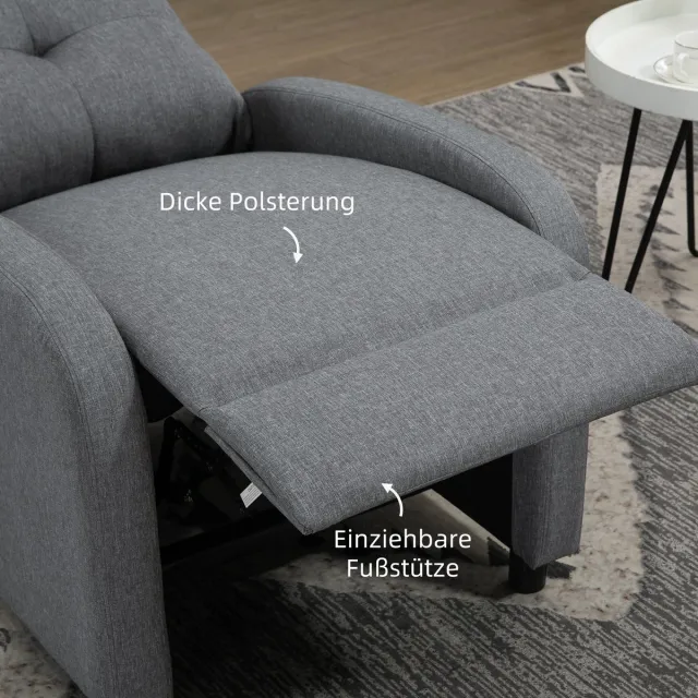 HAUSS SPOLE Relaxfauteuil Handmatig Verstelbaar Met Ligfunctie En Voetsteun Voor Woonkamer En Tv Kamer Van Stof In Grijs Met Armleuningen