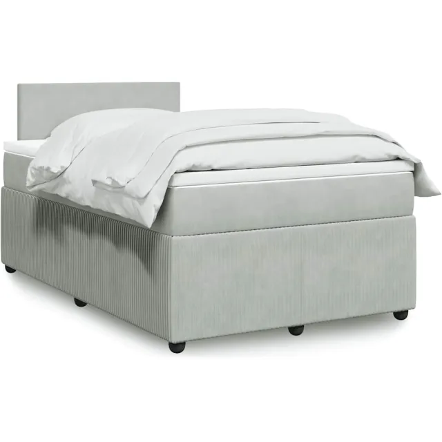 vidaXL Boxspring met matras fluweel lichtgrijs 120x200 cm grijs