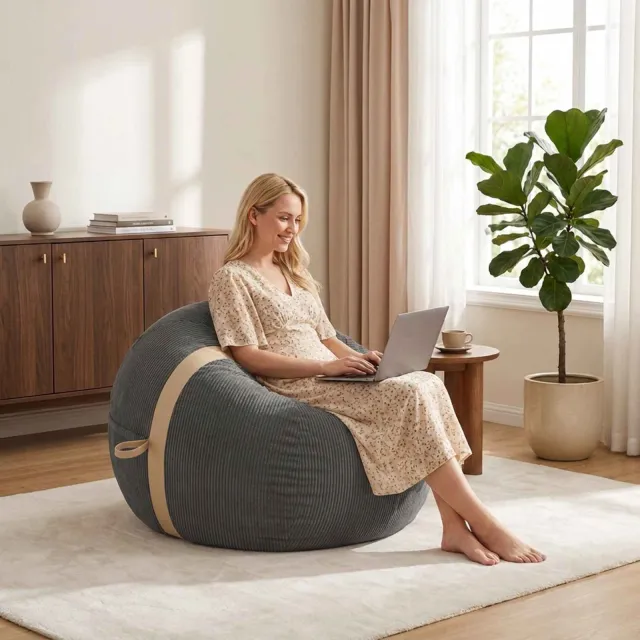 vidaXL Zitzakstoel Donkergrijs 93 x 95 x 71 cm corduroy