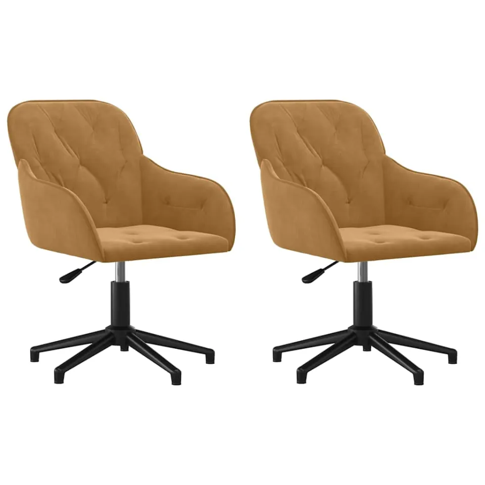 vidaXL Eetkamerstoelen draaibaar 2 st fluweel bruin, foto 3