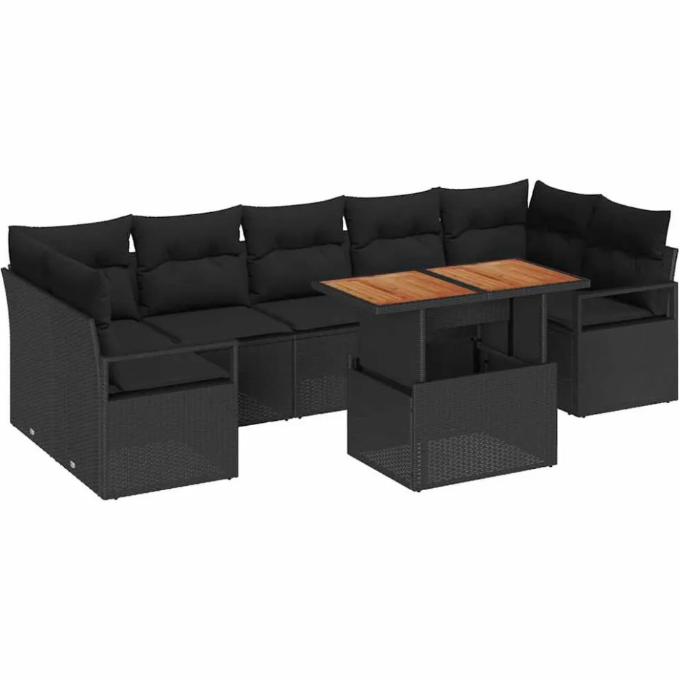 vidaXL Tuin Sofa Set 8 st Zwart Poly riet
