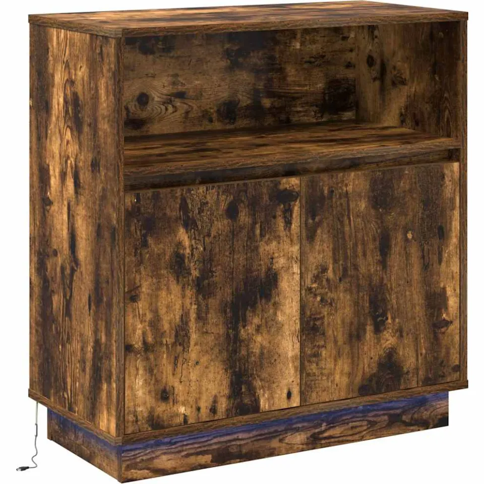 vidaXL LED Sideboard Gerookt eiken 71 x 34,5 x 75 cm Bewerkt hout, foto 3