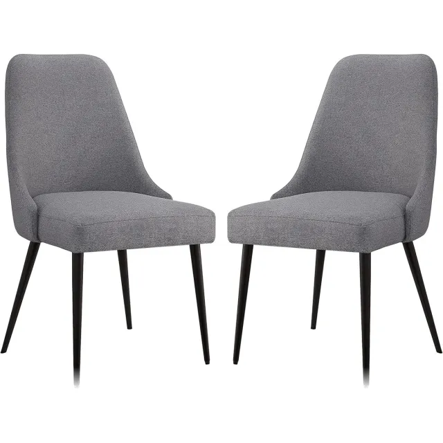 Ibenzoa Twee Gestoffeerde Eetkamerstoelen met Robuuste Metalen Onderstel – Perfect voor Een Stijlvol Diner grijs