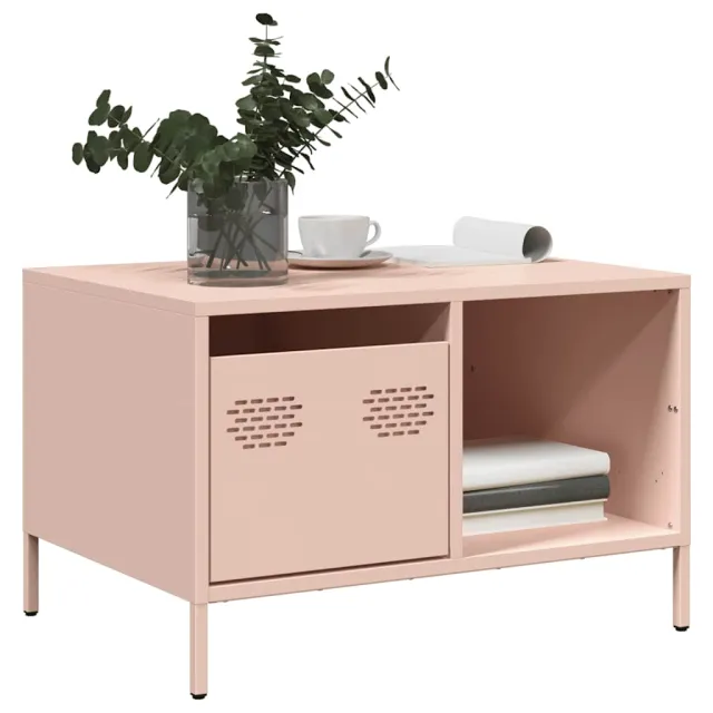 vidaXL Salontafel 68,5x50x43,5 cm koudgewalst staal roze