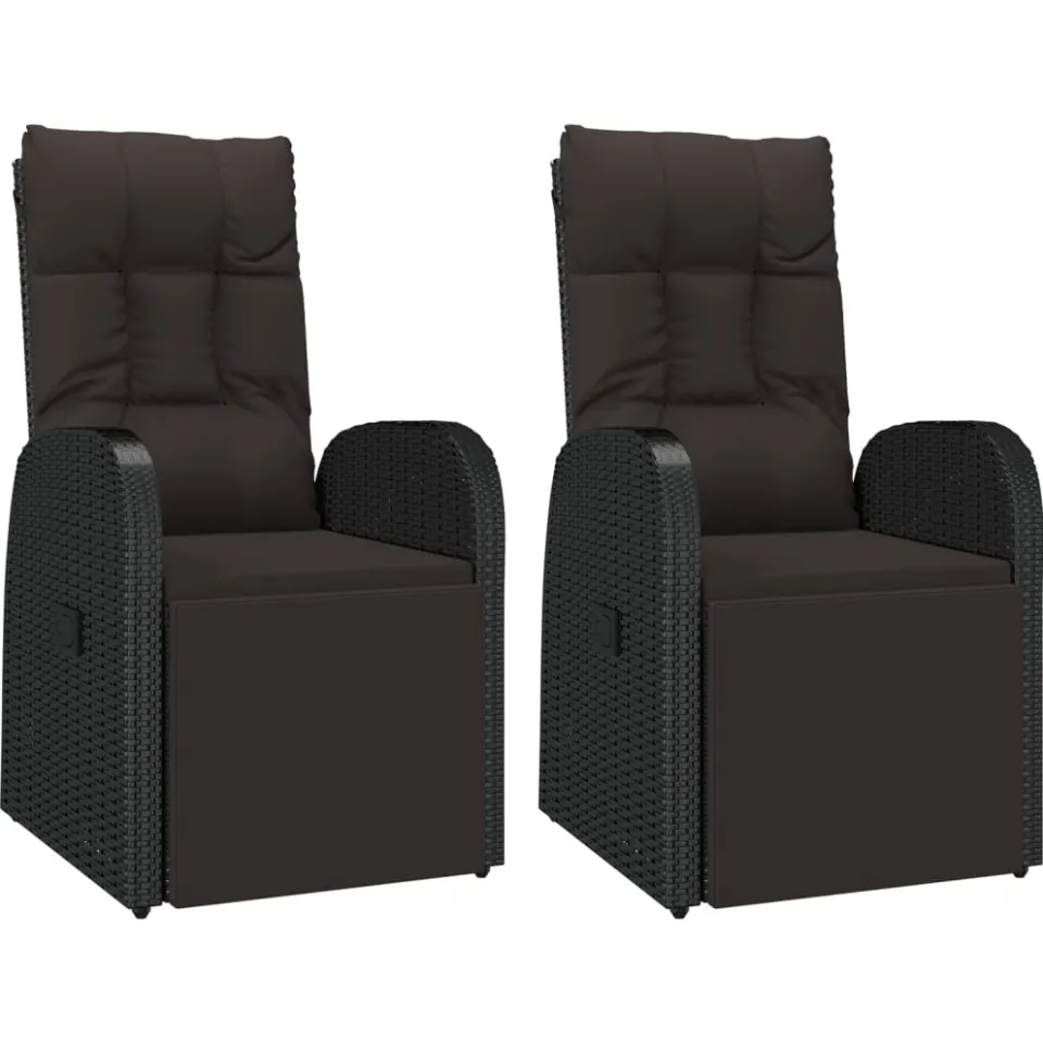 vidaXL 3-delige Tuinset poly rattan en massief acaciahout zwart, foto 3