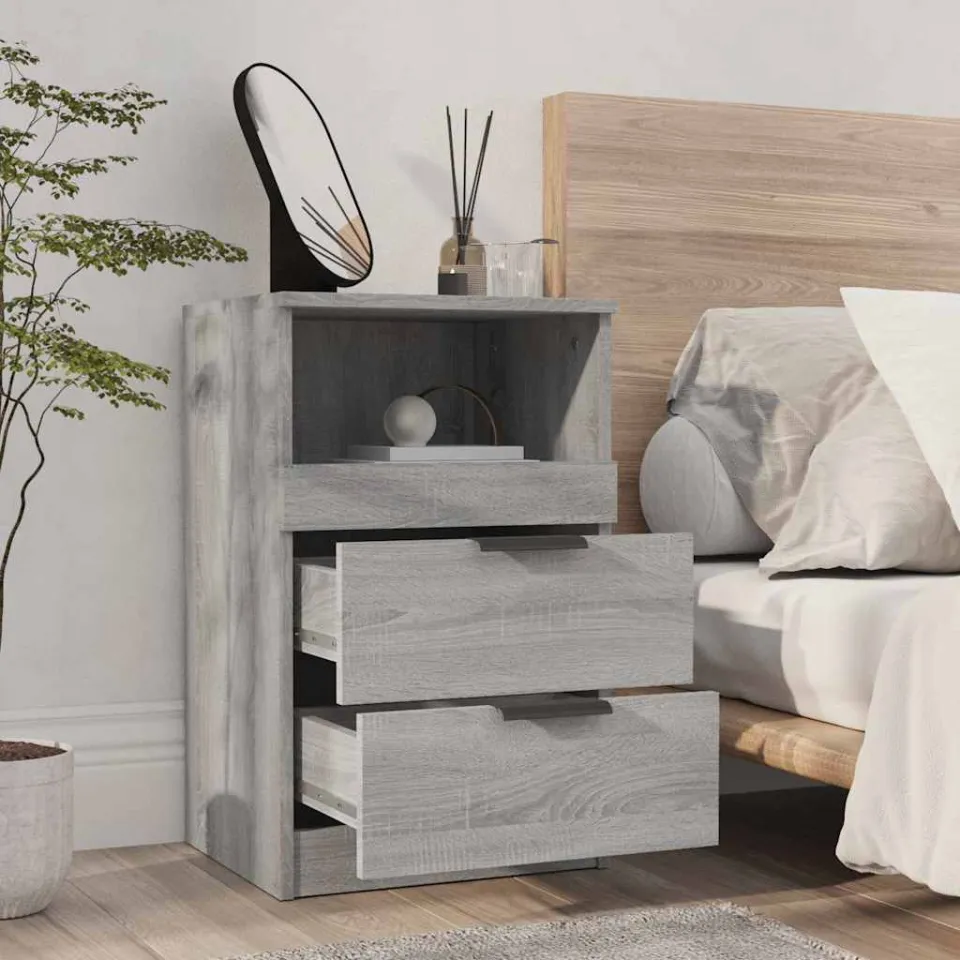 vidaXL Nachtkastje bewerkt hout grijs sonoma eikenkleurig, foto 4