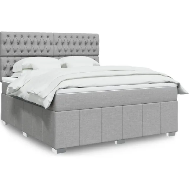 vidaXL Boxspring met matras stof lichtgrijs 180x200 cm grijs