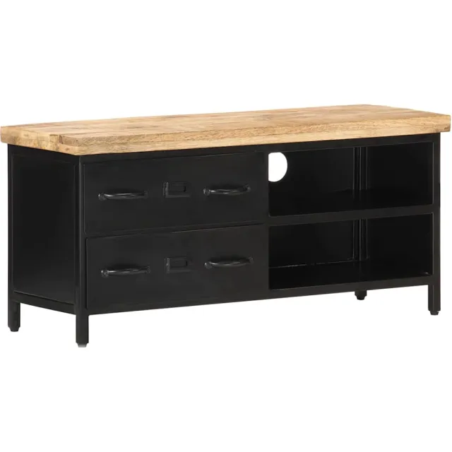 vidaXL Tv-meubel 90x30x41 cm ruw mangohout Zwart