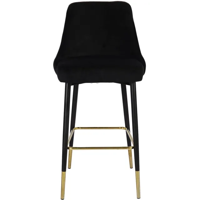 Padiro barkruk - 53 x 57 x 110 cm - Zwart - Hotel-chic - Polyester, Fluweel, IJzer - met rugleuning