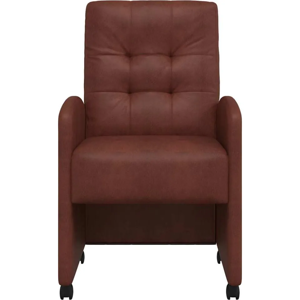 vidaXL Eetkamerstoelen met Wieltjes 2 st Kunstleer Glanzend bruin, foto 4