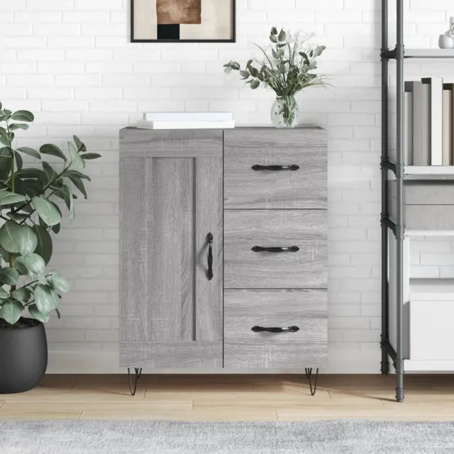 vidaXL Dressoir 69,5x34x90 cm bewerkt hout grijs sonoma eikenkleurig