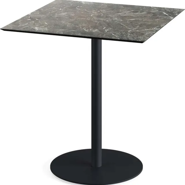 Essentials Urban Terrastafel Zwart Frame + Galaxy Marble HPL 70x70 cm - Essentials 130011577 Grijs; Zwart