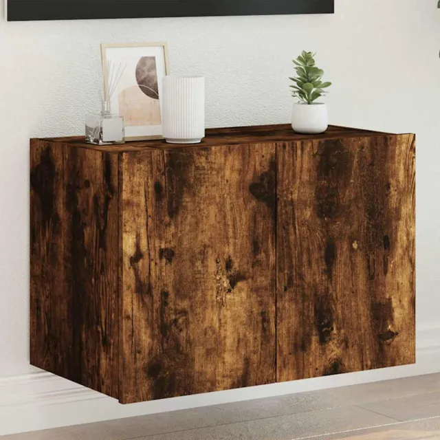 vidaXL Tv-wandmeubel met LED-verlichting 60x35x41 cm gerookt eiken Bruin