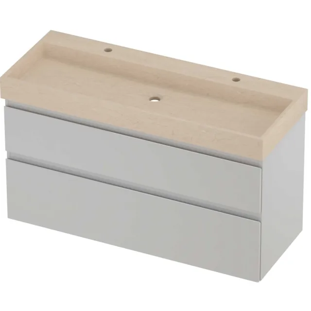Proline Evoli Badmeubelset Hardsteen Loft 2 Kraangaten 120x46x70 cm Sand Stone Glans Wit