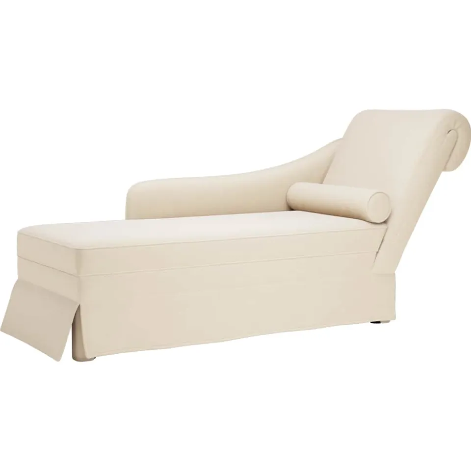 vidaXL Chaise longue met bolster en rechterarmleuning linnen crème, foto 4
