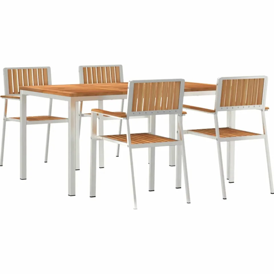 vidaXL Buiten eettafelset 5 st 150 x 90 x 75 cm bruin, foto 3