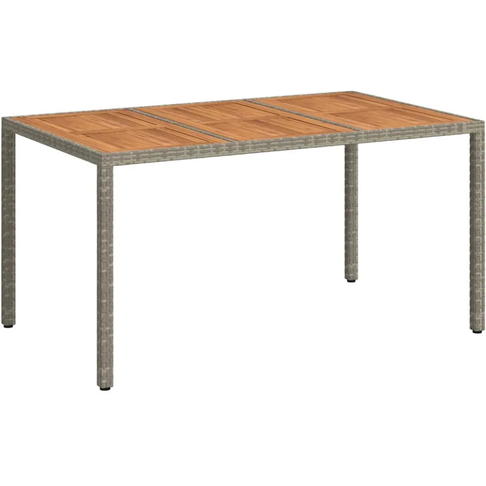 vidaXL Tuinstafel Grijs 150 x 90 x 75 cm poly rattan, foto 3