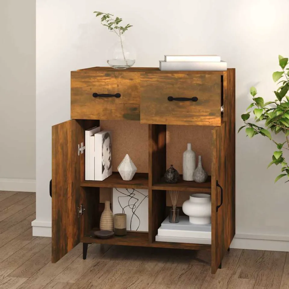 vidaXL Dressoir 69,5x34x90 cm bewerkt hout gerookt eikenkleurig, foto 3