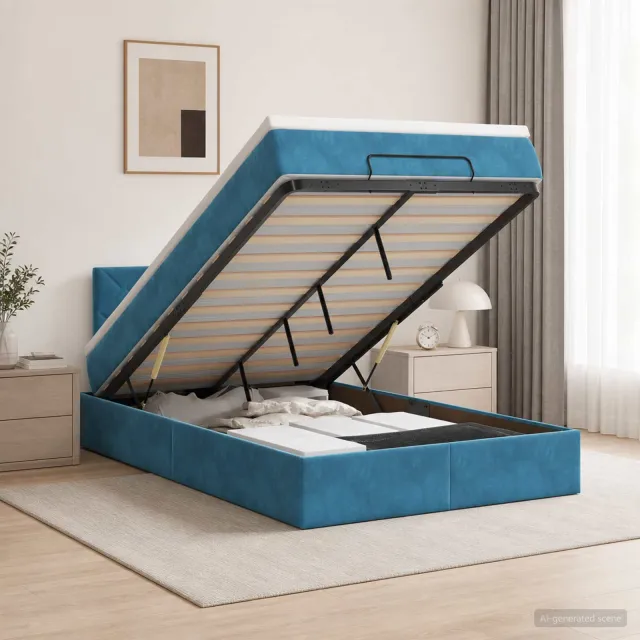 vidaXL Ottoman bed met matras Donkerblauw 120 x 190 cm Fluweel