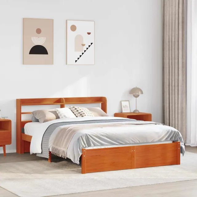vidaXL Bedframe Wasbruin 150 x 200 cm Massief Vurenhout bruin