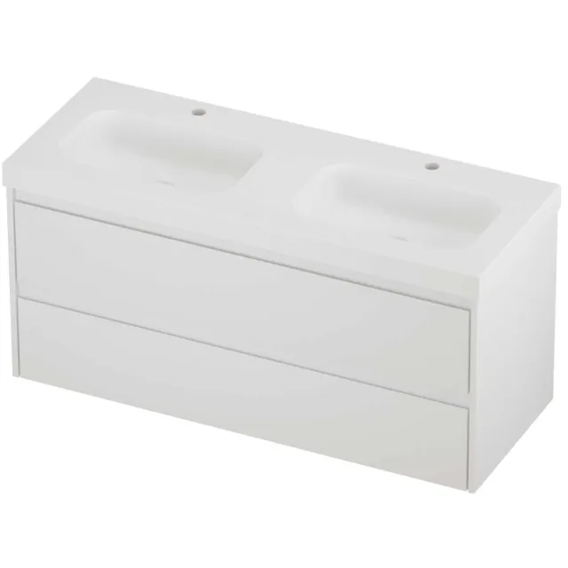 Proline Haga Badmeubelset Polystone Mezza 2 Gaten 120x46x58 cm Mat White Mat Wit