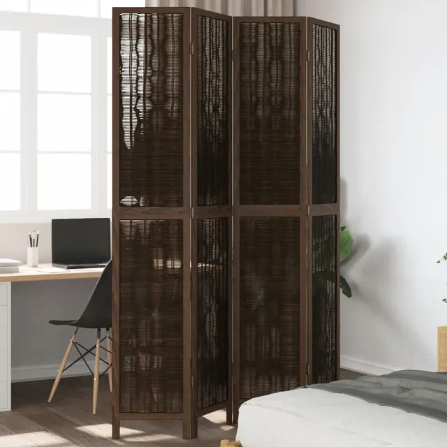 vidaXL Kamerscherm met 4 panelen massief paulowniahout donkerbruin bruin, foto 2