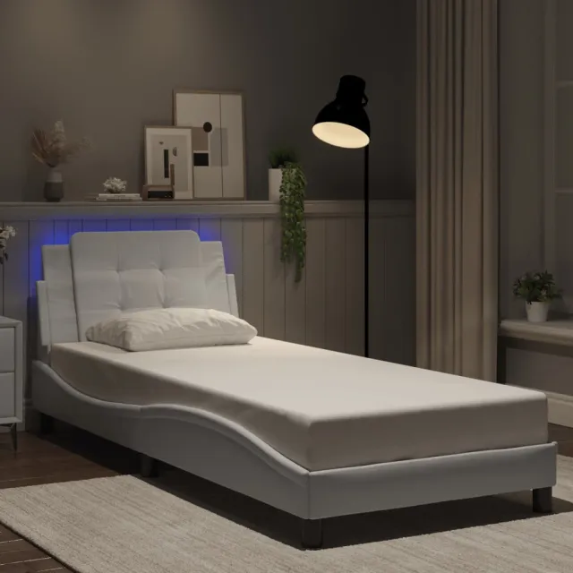 vidaXL Bedframe met LED zonder matras "Zadar" wit 90x190 cm
