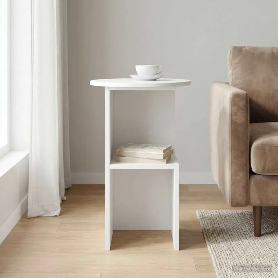 vidaXL Bijzettafel Hoogglans Wit Ø 39,5 x 55 cm Bewerkt hout, foto 3