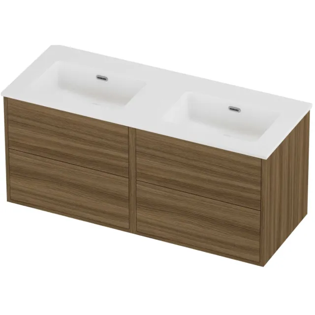 Proline Tribute Badmeubelset Porselein Elegant Zonder Gat 120x46x54 cm Mat White Caramel Walnut Houtlook