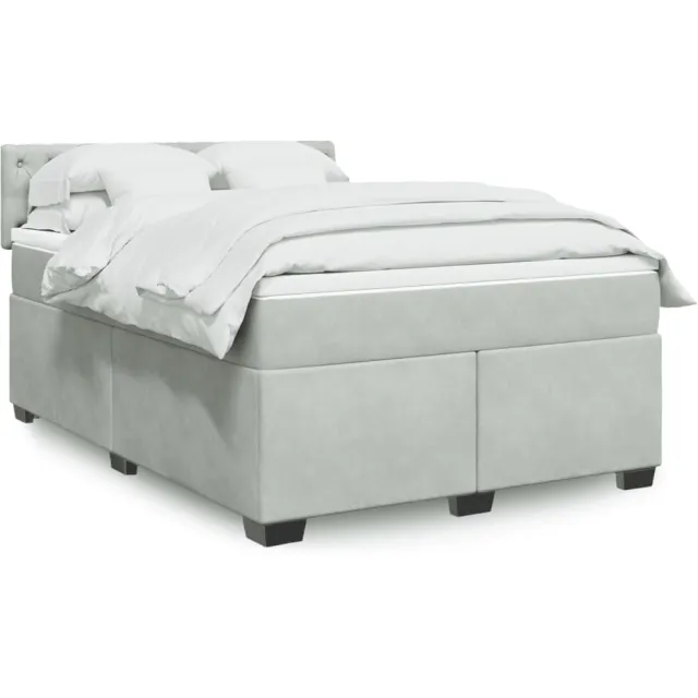 vidaXL Boxspring met matras fluweel lichtgrijs 140x200 cm grijs