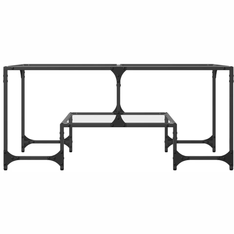 vidaXL Salontafel met transparant glazen blad 98,5x50x45 cm staal transparent, foto 3