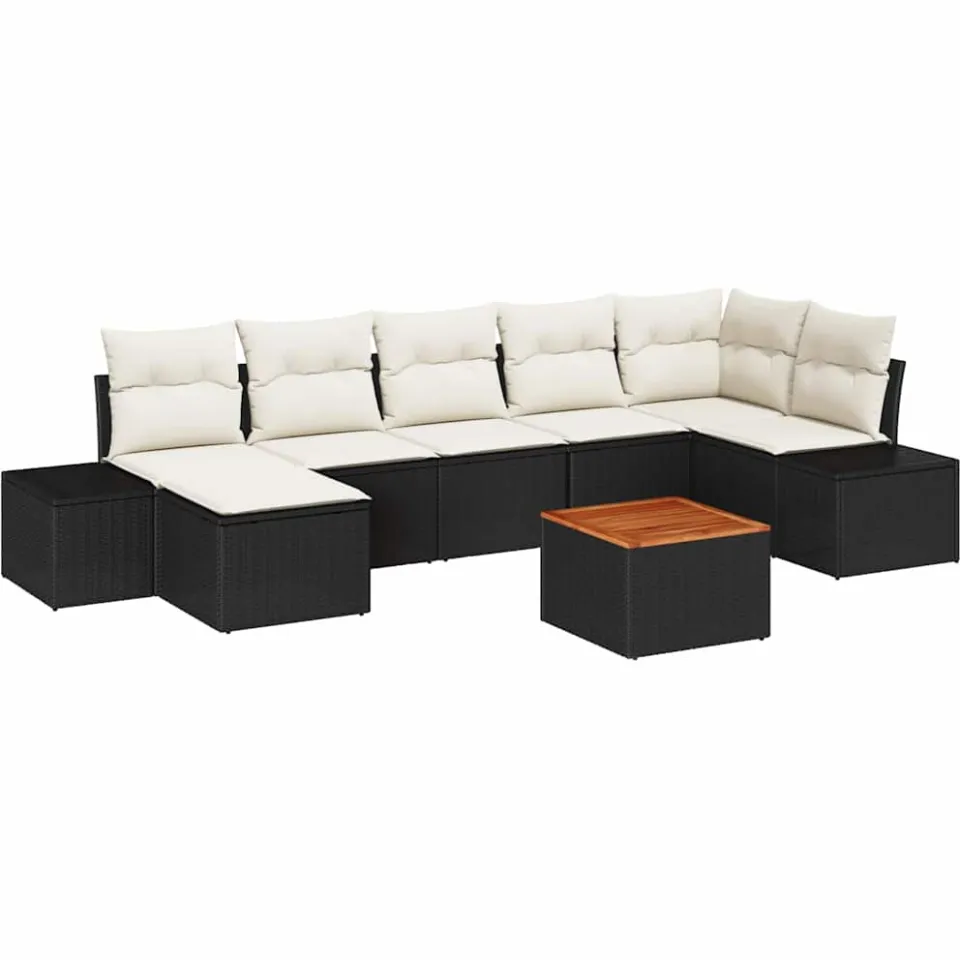 vidaXL Tuin Sofa Set 8 st Zwart en wit
