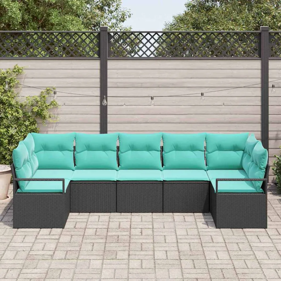 vidaXL Bankstel 7 st Zwart poly rattan, foto 3