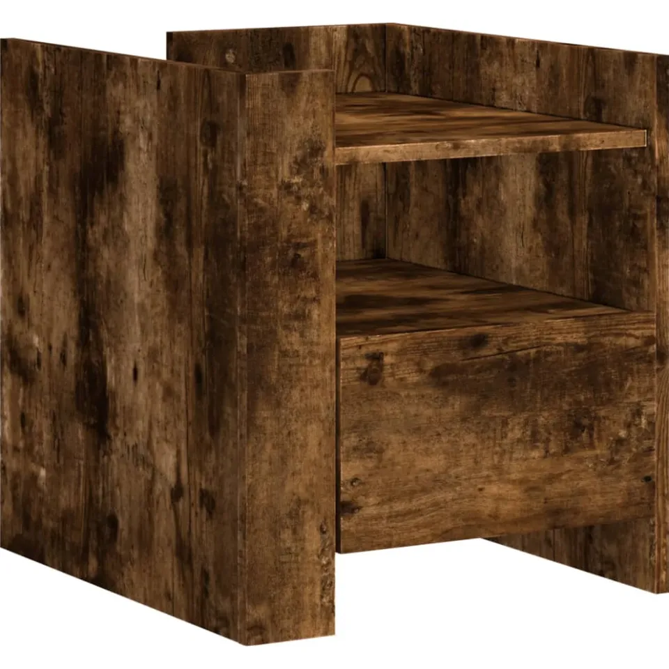 vidaXL Nachtkastje 45x50x50 cm bewerkt hout gerookt eikenkleurig Bruin