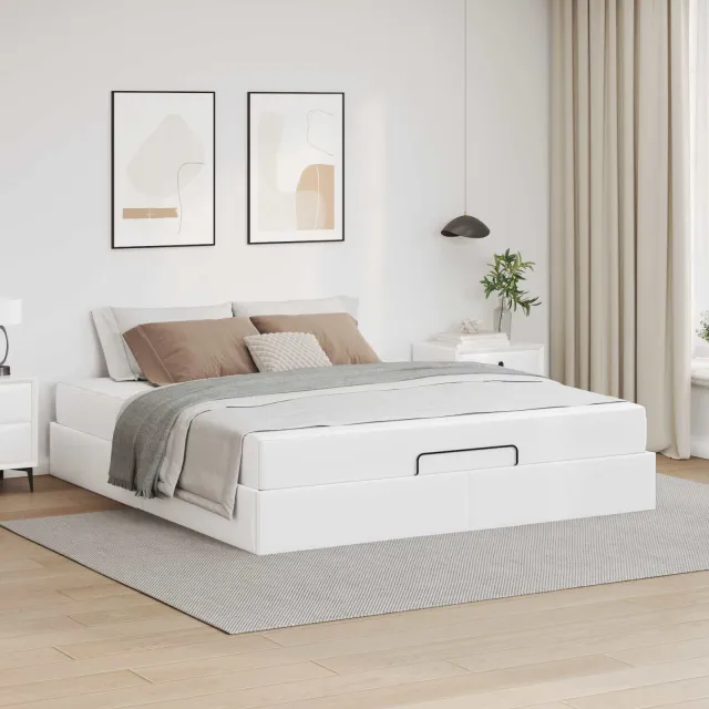 vidaXL Bedframe met matras Anders 2 st Wit PVC