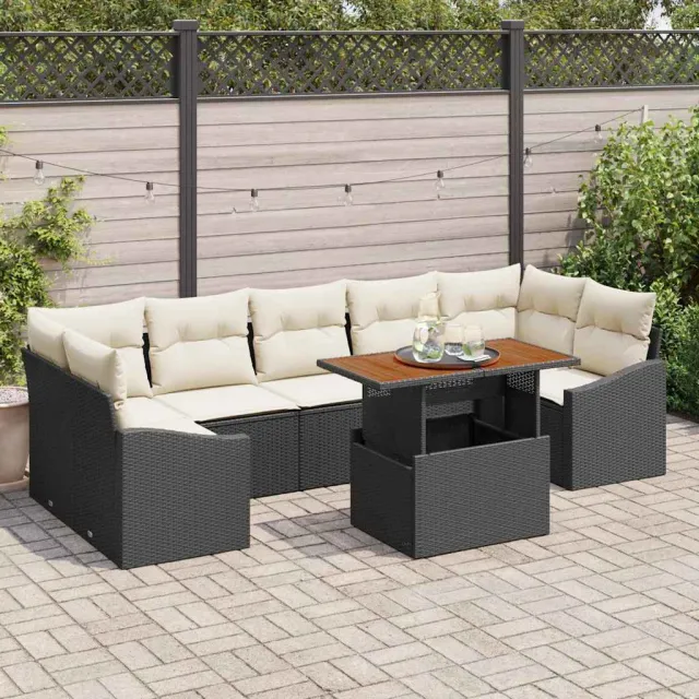 vidaXL Tuin Sofa Set 8 st Zwart en Beige, foto 2