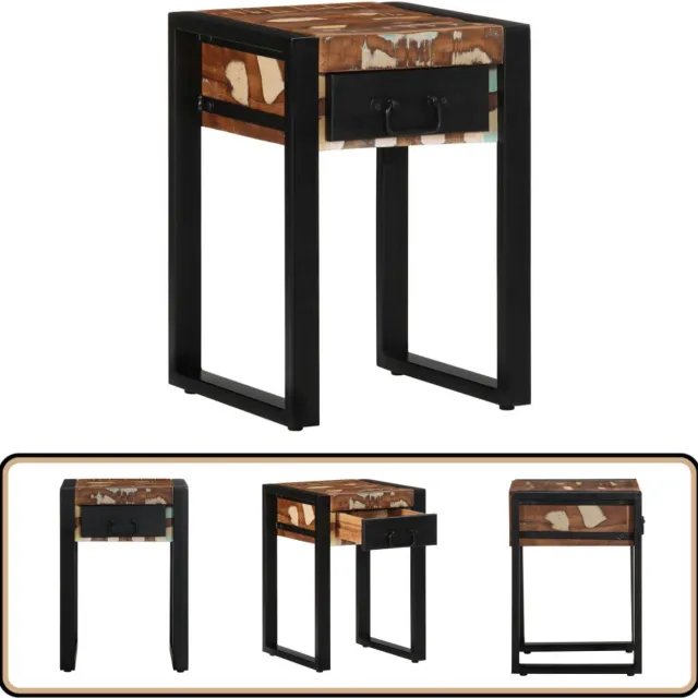 vidaXL Bijzettafel - 35x35x50 - cm - massief - gerecycled - hout - meerkleurig